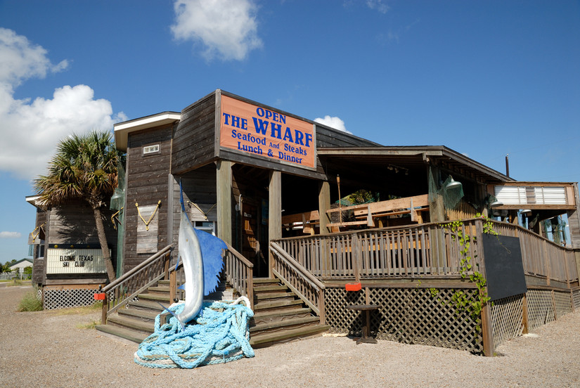 Το εστιατόριο Wharf στο Port Aransas, Mustang Island του Τέξας
